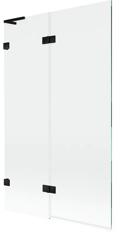 Mexen Lunar L, 2-krídlová vaňová zástena ľavá 110 x 150 cm, číre sklo, čierna matná, 897L-110-100-70-00-L