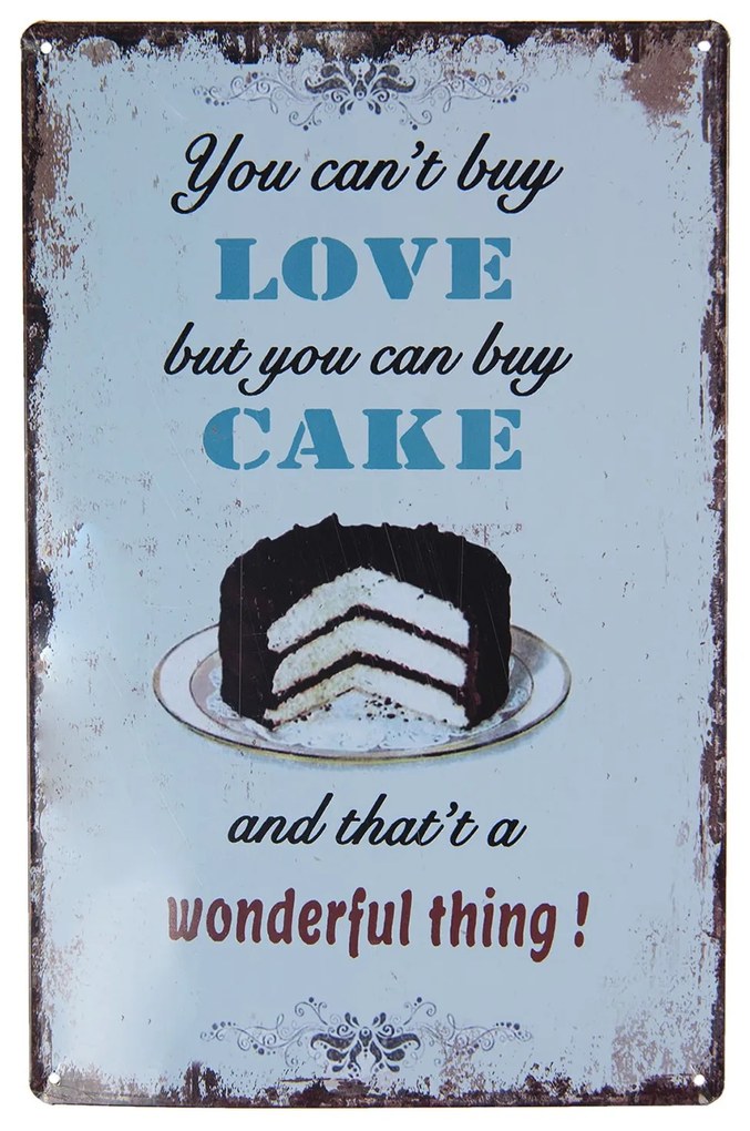 Nástenná kovová ceduľa Love Cake - 20 * 30 cm