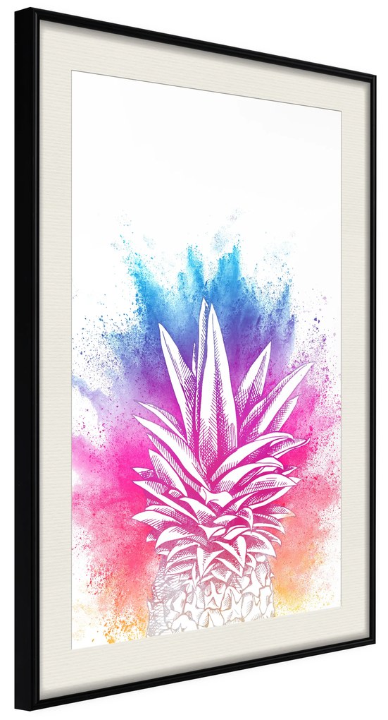 Artgeist Plagát - Colourful Pineapple [Poster] Veľkosť: 30x45, Verzia: Čierny rám s passe-partout