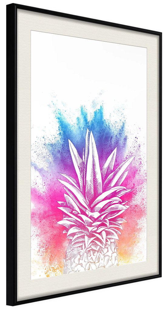 Artgeist Plagát - Colourful Pineapple [Poster] Veľkosť: 30x45, Verzia: Zlatý rám s passe-partout