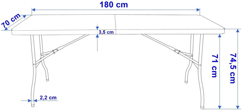 Cateringový skládací stůl Bali 180 cm bílý