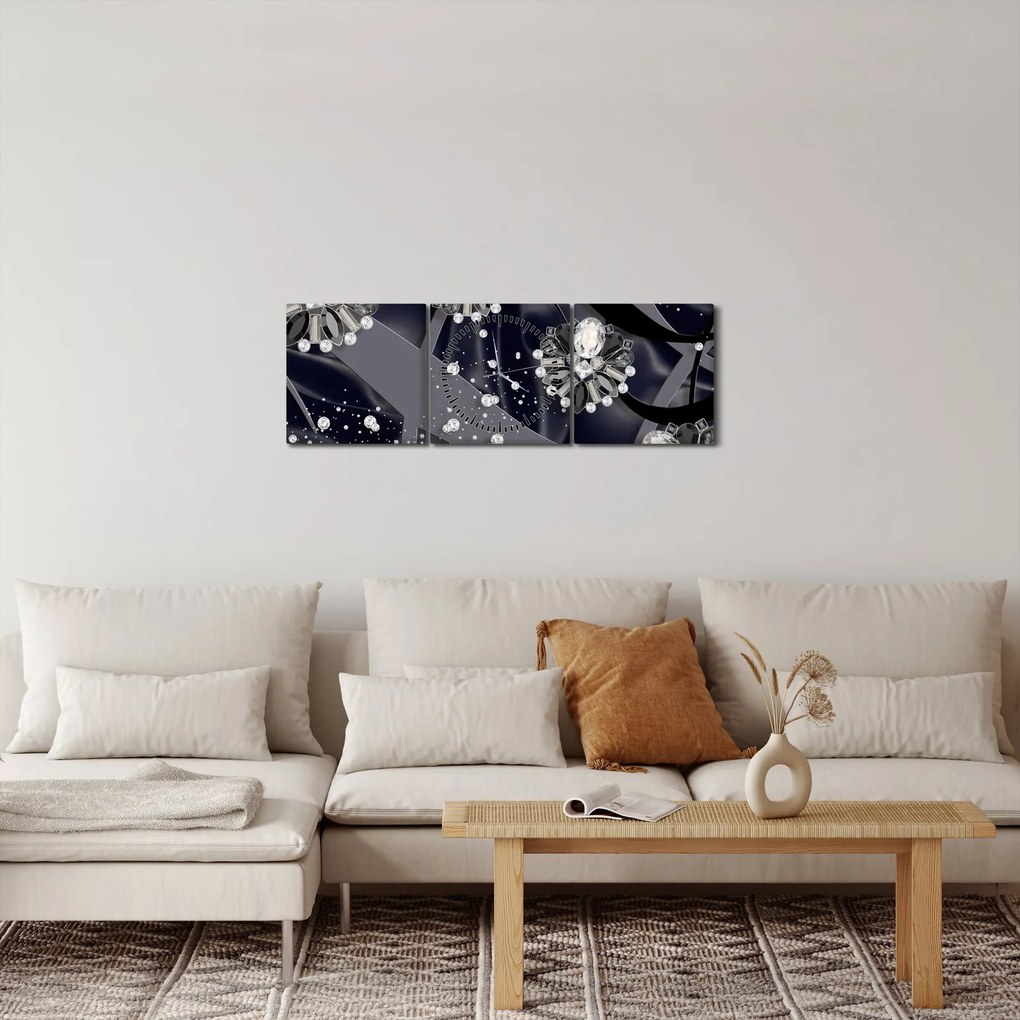 Obraz - Diamanty v priestore (s hodinami) (90x30 cm)