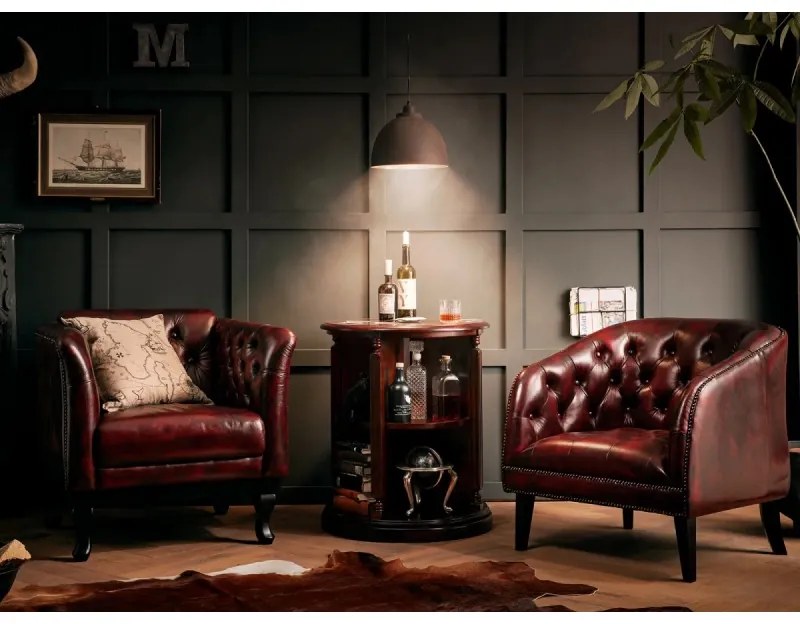furniture-nabytek.cz - Kreslo Chesterfield Oakland z masívnej pravej kože, červené