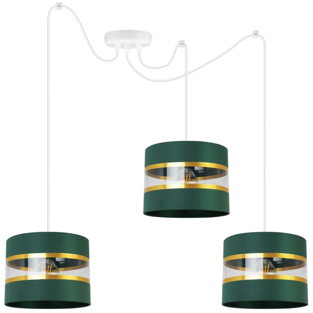 Závesné svietidlo Elegance Spider, 3x textilné tienidlo (mix 6 farieb), (výber z 2 farieb konštrukcie), g