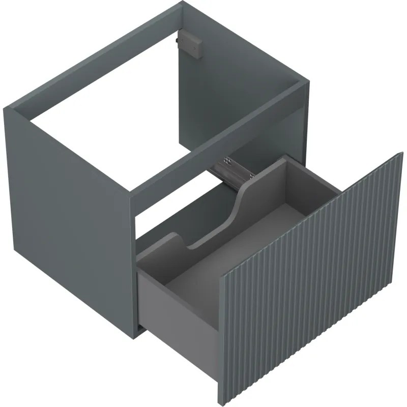 Mexen Rivel, kúpeľňová skrinka 60 cm, 1 zásuvka, drážkovaná, grafitová matná, 91A20-06047-1-BF66