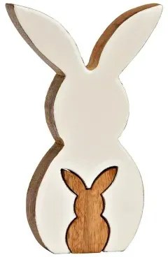 Drevený veľkonočný zajko HOPPYDUO sada 2 ks, 20 cm, biely