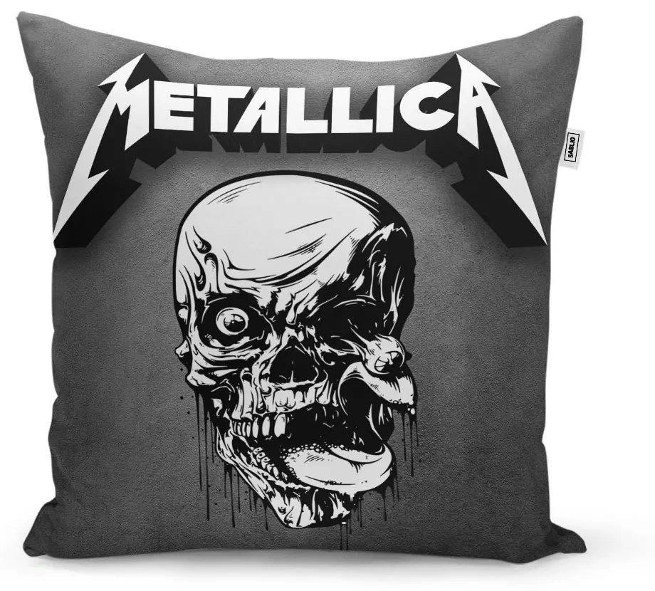 Sablio Vankúš METALLICA Lebka Sivá - 40x40 cm