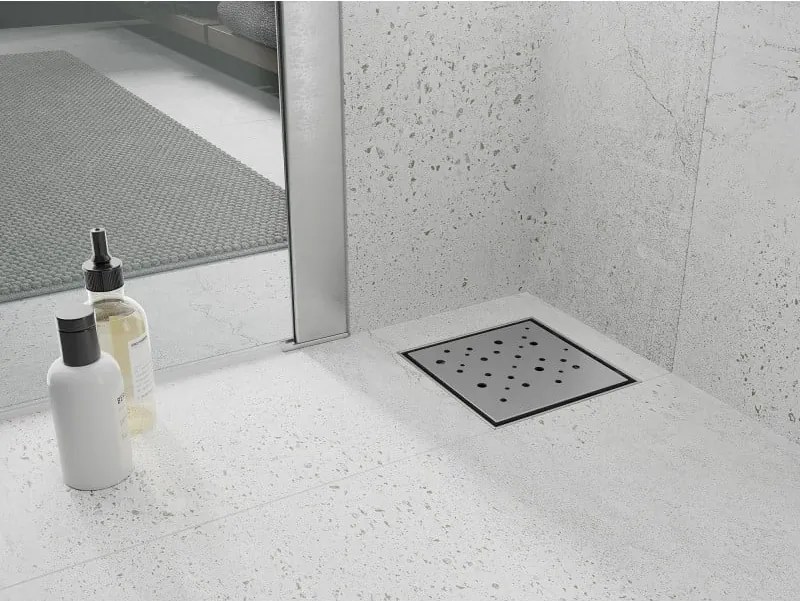 Mexen Flat-Q M12 štvorcová podlahová vpust 12 x 12 cm, brúsená oceľ - 1010412