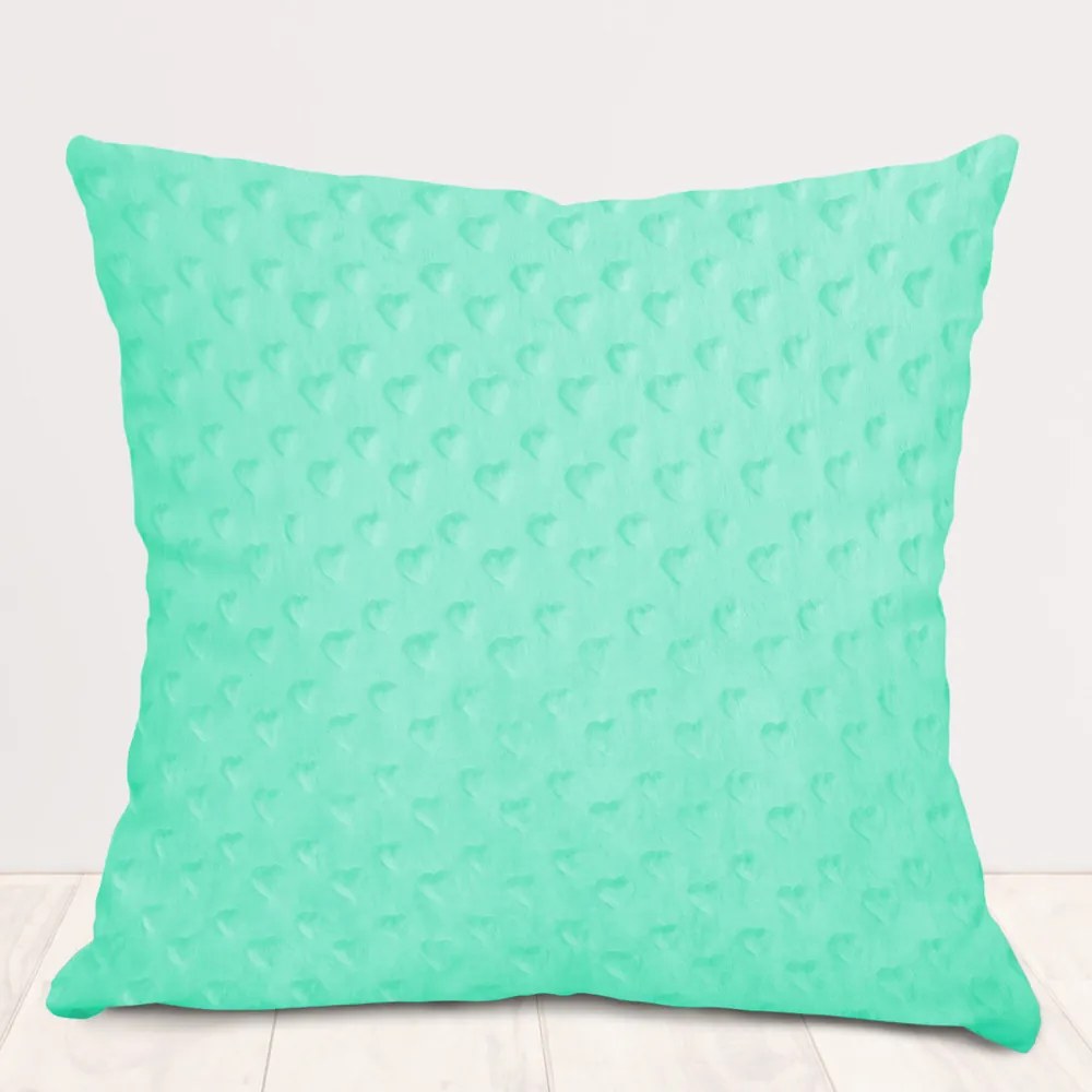 Biante Detská obliečka na vankúš Minky 3D srdiečka MKS-002 Mintová 30 x 50 cm