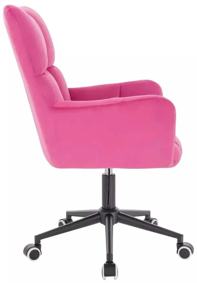 LuxuryForm DESIGN Kreslo AURORA VELUR na čiernej podstave s kolieskami - tmavo ružové