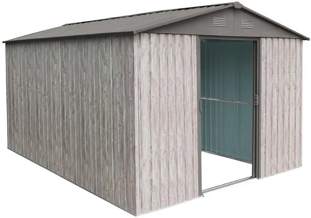 Záhradný domček BestBerg ZDB-9SD / 9 m² / 279 x 324 x 211 cm / biele drevo / sivá