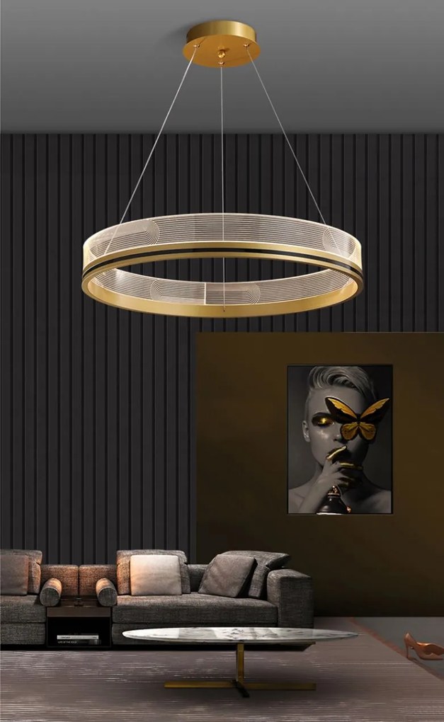 Toolight Toolight, LED závesné svietidlo 60cm APP1190-CP, zlatá, OSW-40020