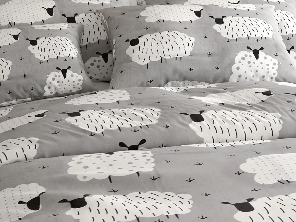 Polybavlnené obliečky SHEEP POLY sivé Rozmer obliečky: 70 x 90 cm | 140 x 220 cm