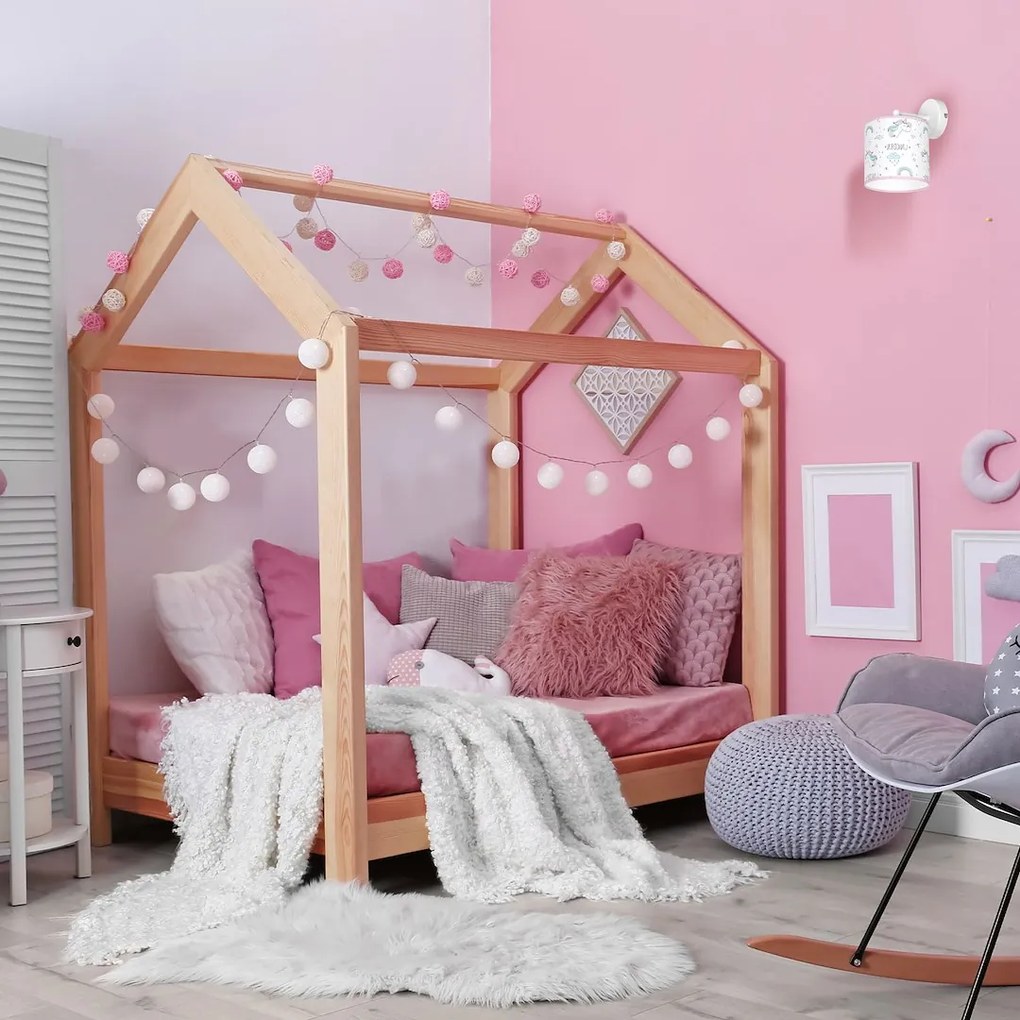 EUlight Detské nástenné svietidlo Unicorn, 1x plastové tienidlo so vzorom, w
