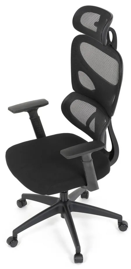 Kancelárska ergonomická stolička GRANT - sieť, látka, čierna
