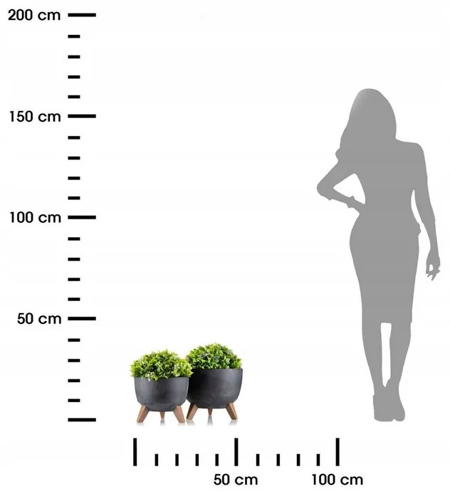 Súprava 2 kvetináčov Rosa Linea čierny betón