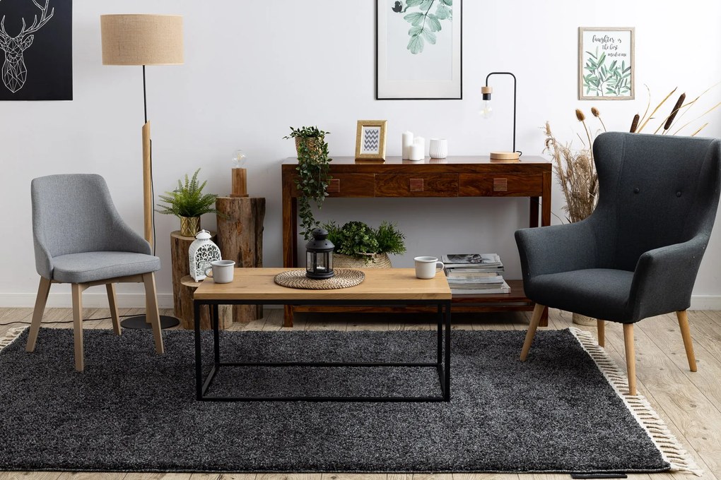 Koberec BERBER 9000 sivý, strapce, Maroko Shaggy