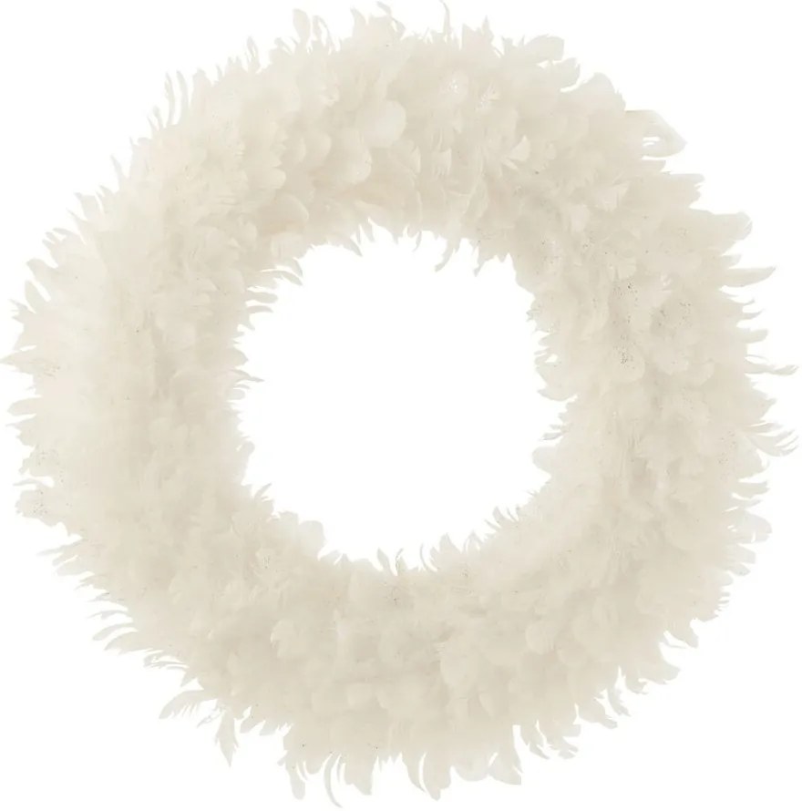 Biely pierkový veniec s trblietkami Wreath glitt - Ø 50*6 cm