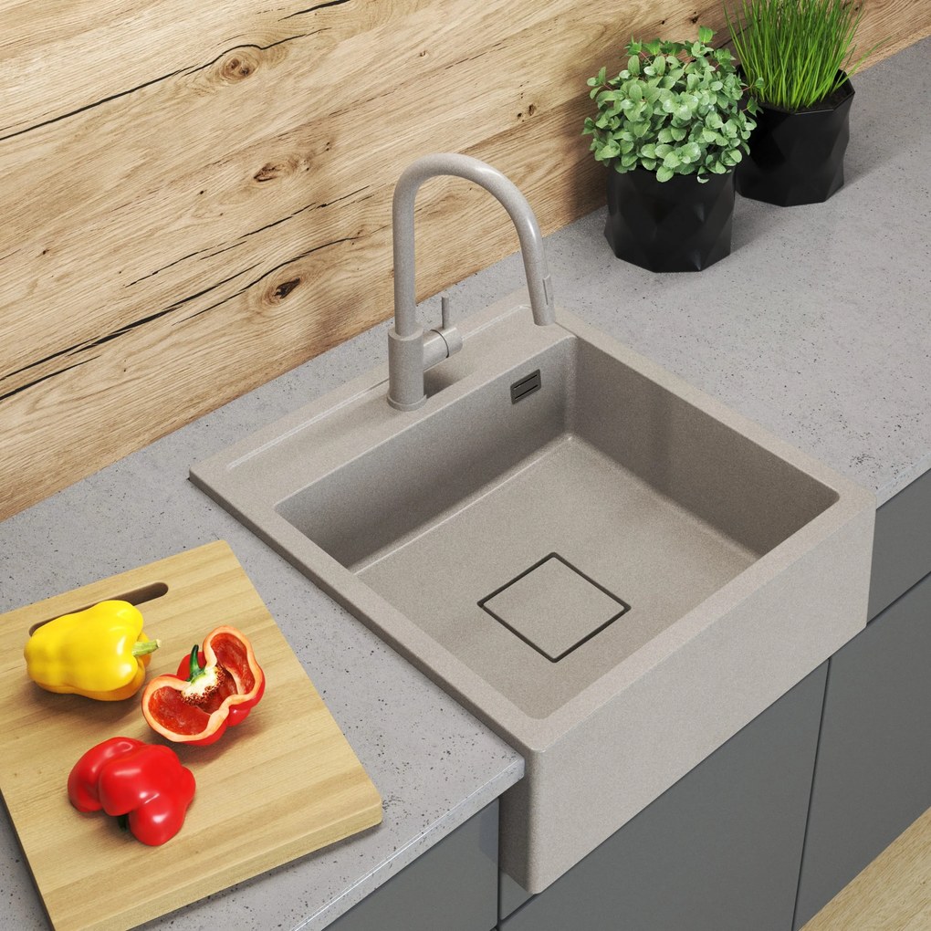Gamma Farmerski, 1-komorový granitový drez 600x630x210 mm, béžová, GMA-ZLE000207