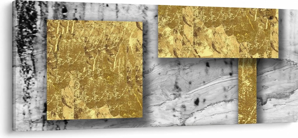 Obraz - Zlaté štvorce N⁰3 (120x50 cm)