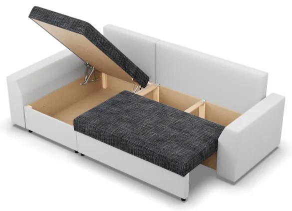 Rohová rozkladacia sedačka LUGO popolová / biela