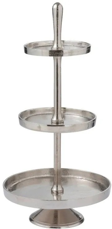 Strieborný 3-poschodový kovový etažér Legio - Ø 35 * 70cm