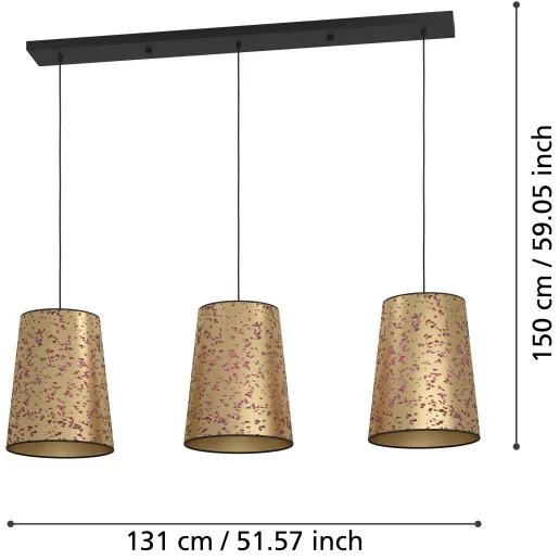 Eglo 390293 - Luster na lanku CASTUERA 3xE27/25W/230V zlatá/ružová