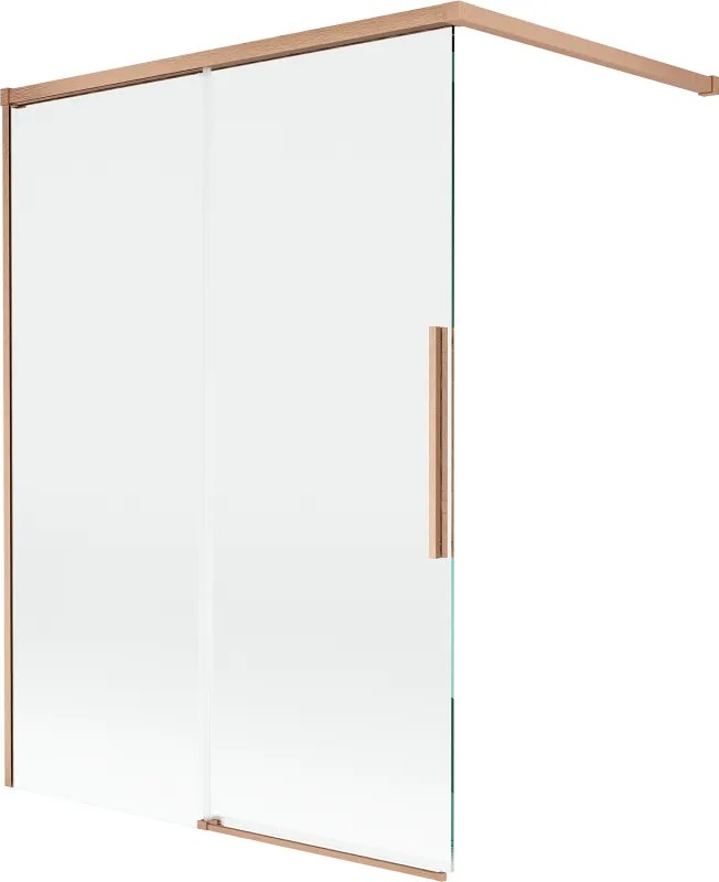 Mexen Rox, 2-krídlová posuvná vaňová zástena 120 x 150 cm, 8mm číre sklo, medený matný profil, 8C9-120-003-65-00