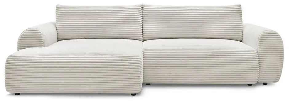 Krémová menčestrová rozkladacia rohová pohovka (ľavý roh) Lucien – Bobochic Paris