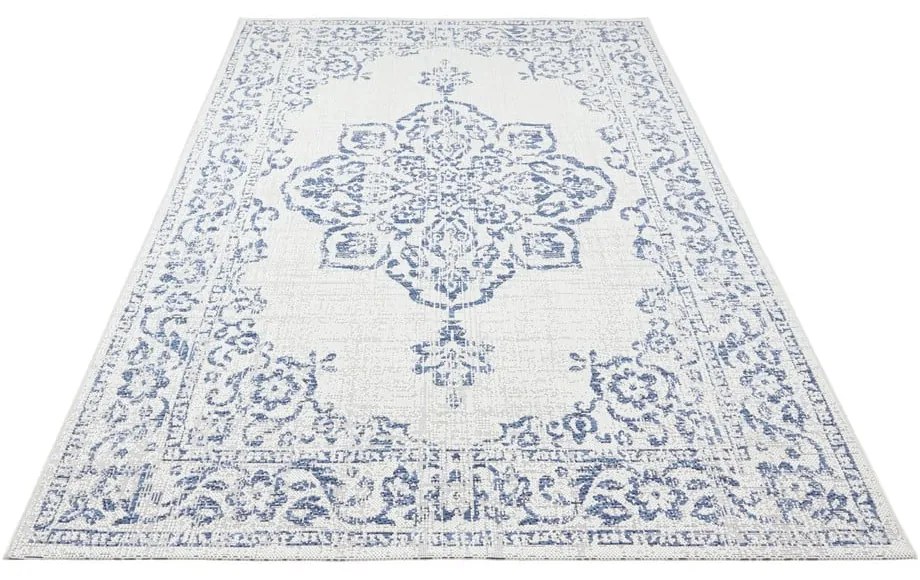 Modro-krémový vonkajší koberec NORTHRUGS Tilos, 160 x 230 cm