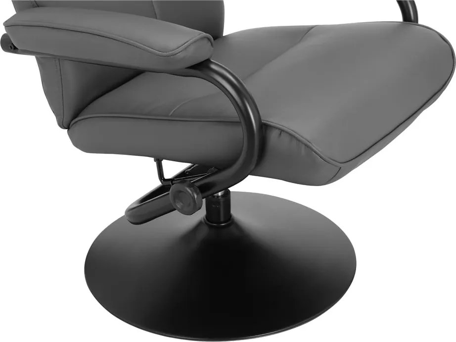 Sivé relaxačné kreslo s podnožkou z imitácie kože Istad – Støraa