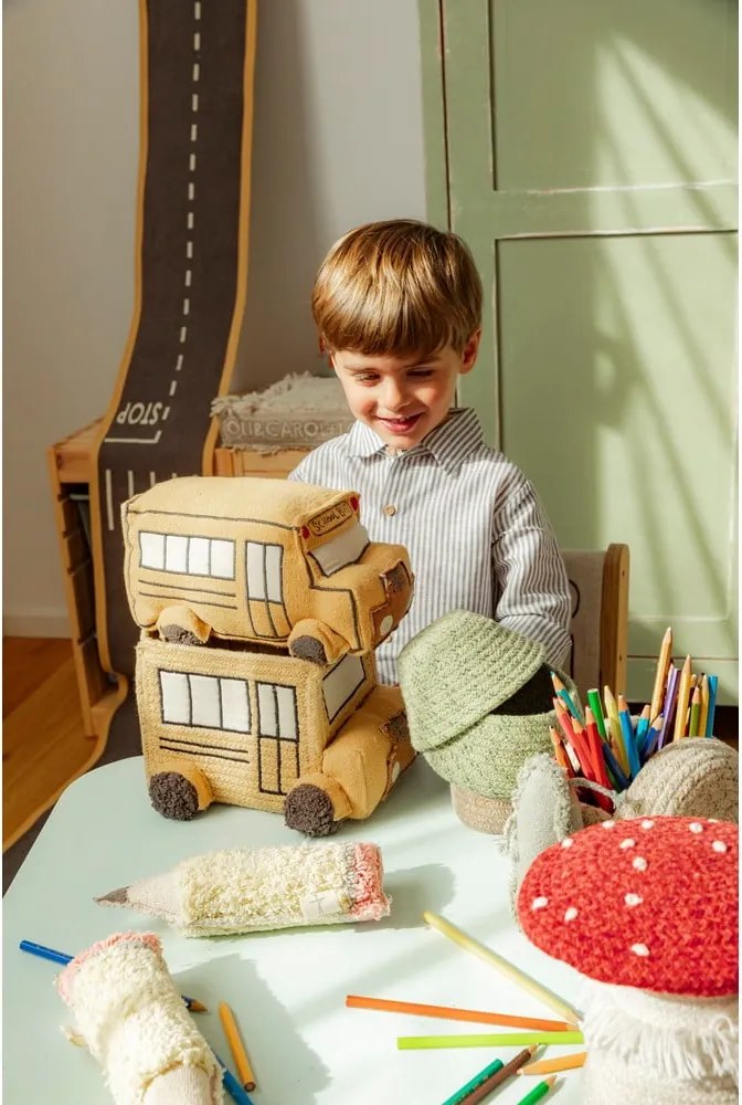 Okrovožltý látkový detský kôš na hračky 22x19x15 cm School Bus – Lorena Canals