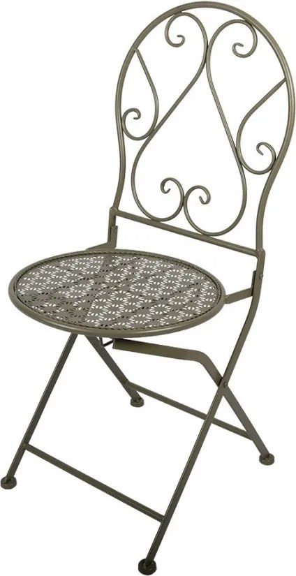 Zelený skladací záhradný kovový Bistro set stôl a 2 stoličky - 60*60*70cm / 50*40*93 cm