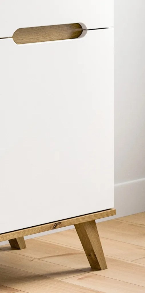 Sekretár s výklopným stolíkom Scandi, biela/dub nox