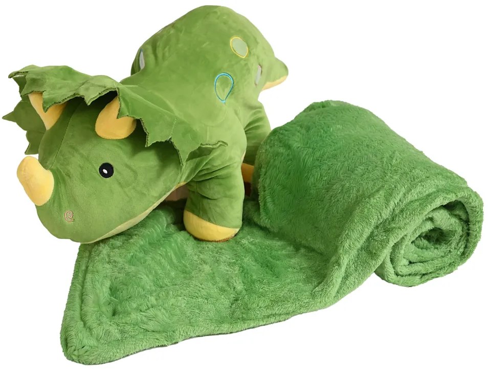 Plyšový DINOSAURUS s detskou dekou vo vnútri, zelený