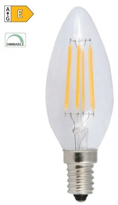 Diolamp LED Filament Candle žiarovka číra C35 5W/230V/E14/4000K/690Lm/360°/Dim