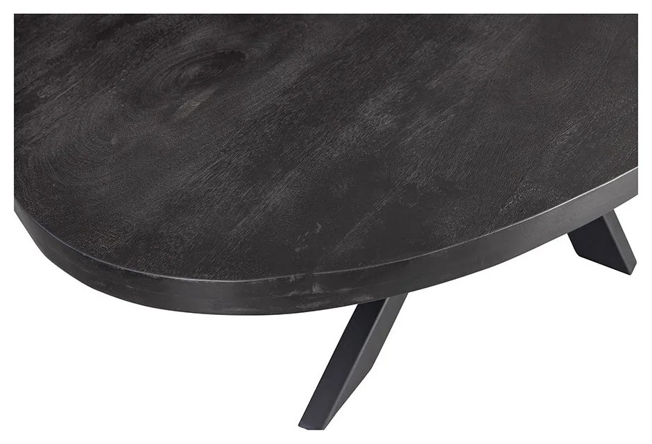 Jedálenský stôl z mangového dreva Tulsa Black 300×130 cm oválny Mahom