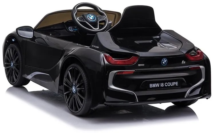 LEAN CARS ELEKTRICKÉ AUTÍČKO BMW i8 - NELAKOVANÉ - ČIERNE - 2x45W MOTOR - 1x12V4,5Ah - BATÉRIA - 2022