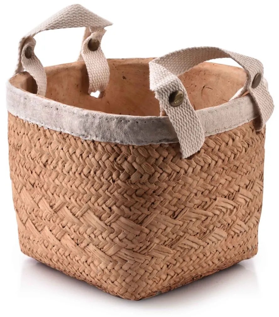 KERAMICKÝ KVETINÁČ ROSITA CUBE 15X19X18,5 CM HNEDÁ