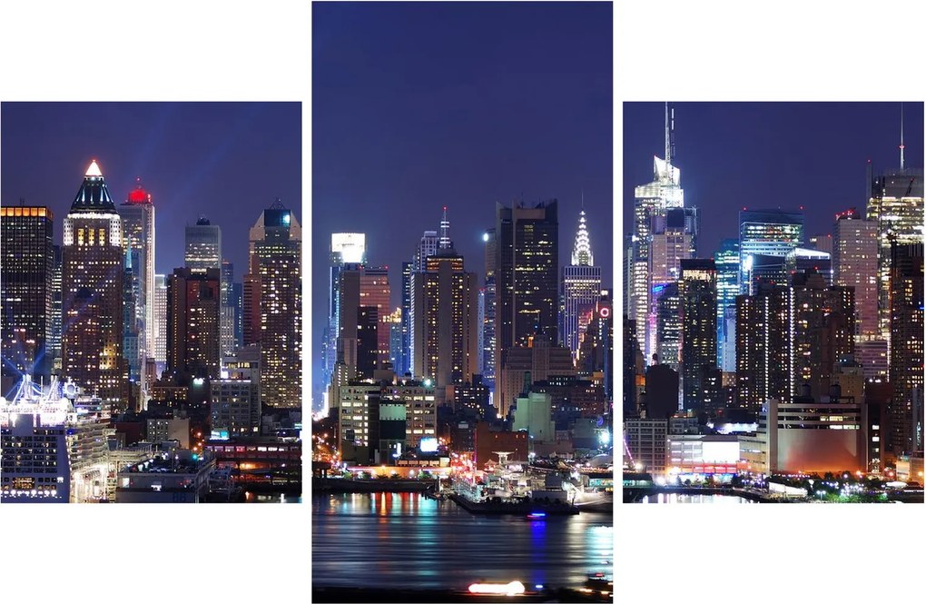 Obraz - Osvetlené New Yorské mrakodrapy (90x60 cm)