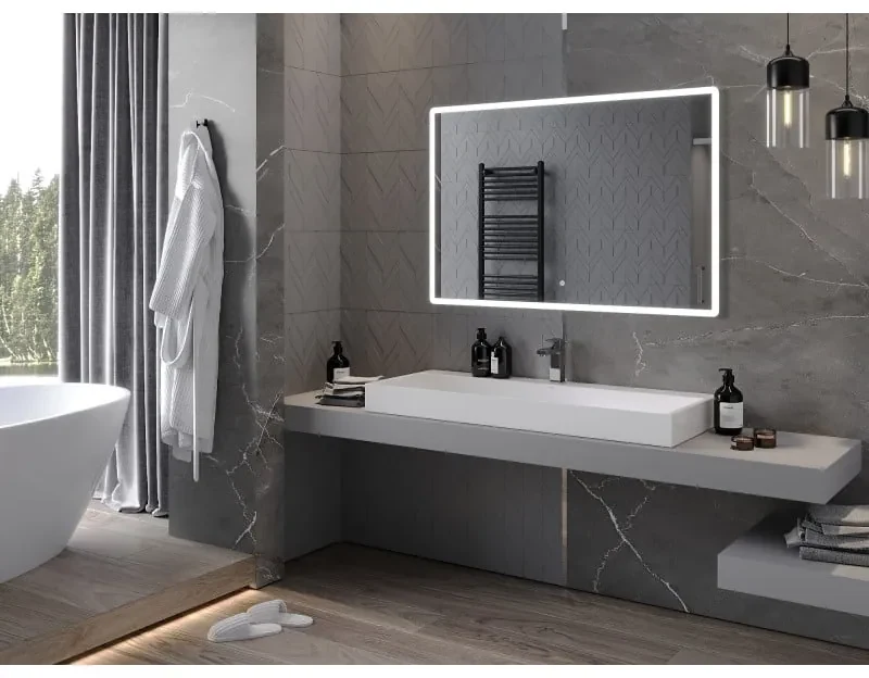 Mexen Navia, LED kúpeľňové zrkadlo s podsvietením 120 x 80 cm, 6000K, ochrana proti zahmlievaniu, 9803-120-080-611-00