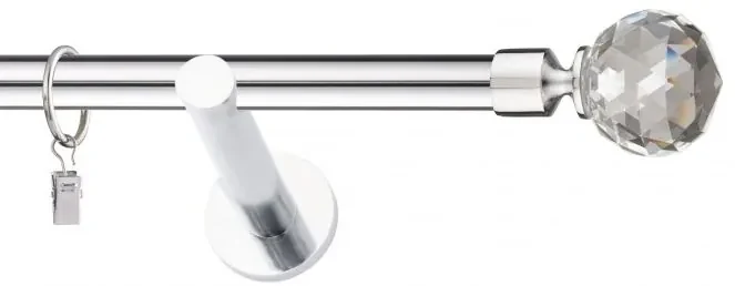 Dekorstudio Chrómová jednoradová garniža CRYSTAL 19mm Dĺžka: 420cm, Typ uchytenia: Držiak otvorený, Typ príslušenstva: Bez príslušenstva