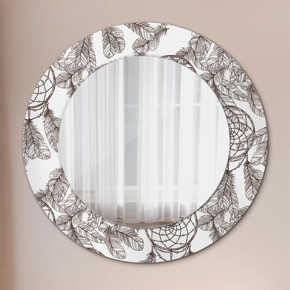 Okrúhle ozdobné zrkadlo Perie snov fi 50 cm