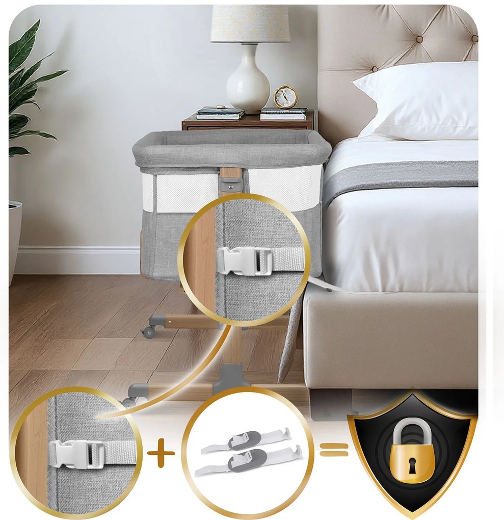 Bočná postieľka pre novorodencov s nastavením výšky Nukido NK-243