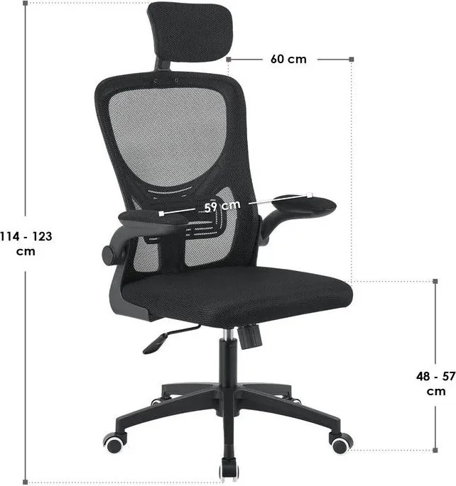 Ergonomická kancelárska stolička, čierna s opierkou hlavy