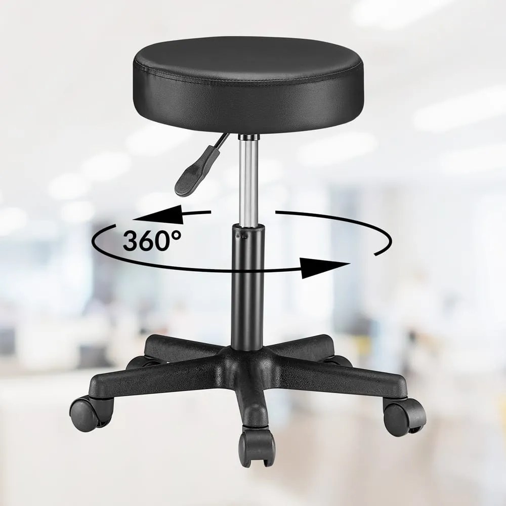 Taburetka na kolieskach BONY, Ø35cm, čierna Casaria