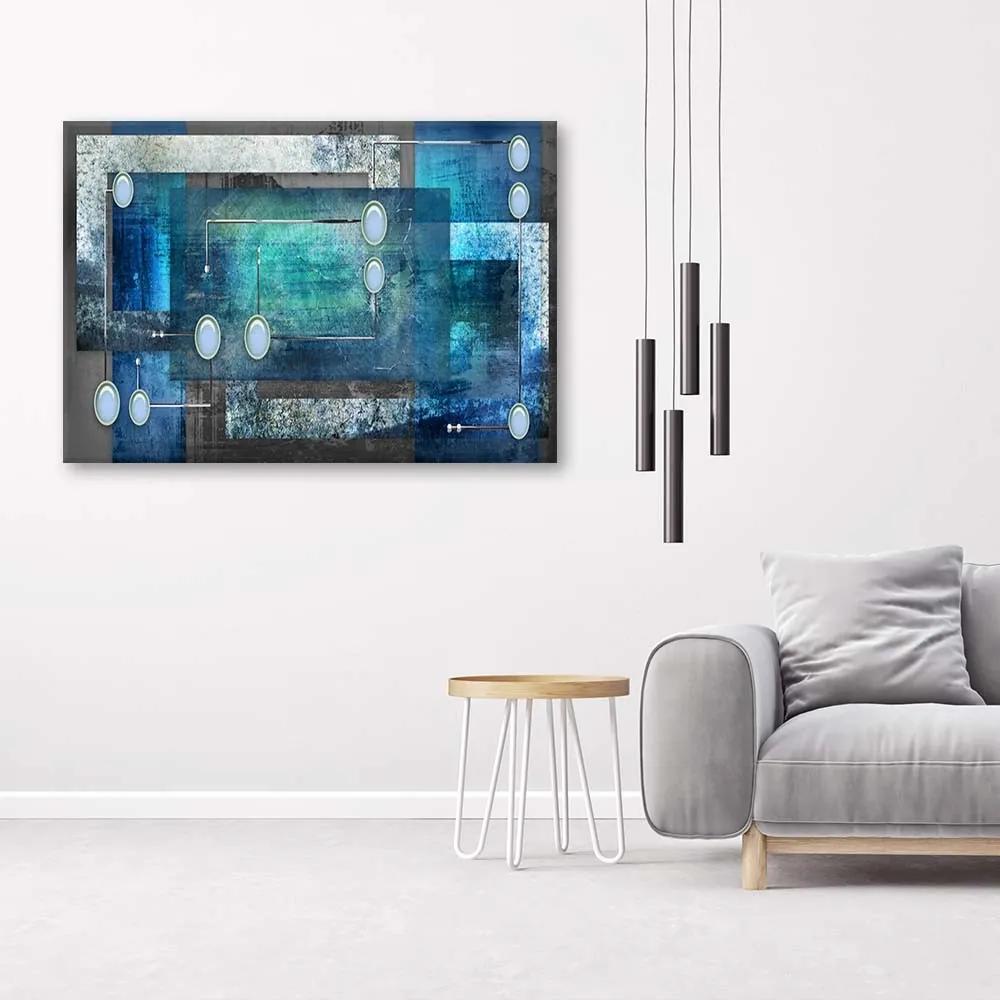 Obraz na plátně, Abstraktní tyrkysově modrá - 120x80 cm