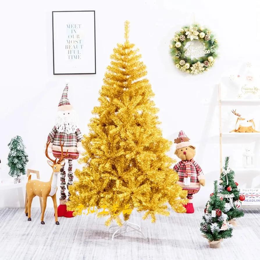 Zlatý umelý vianočný stromček, 120 cm 230 vetiev