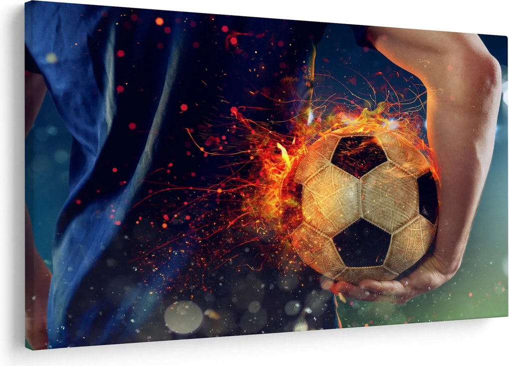 Obraz - Futbalová lopta v ohni (90x60 cm)