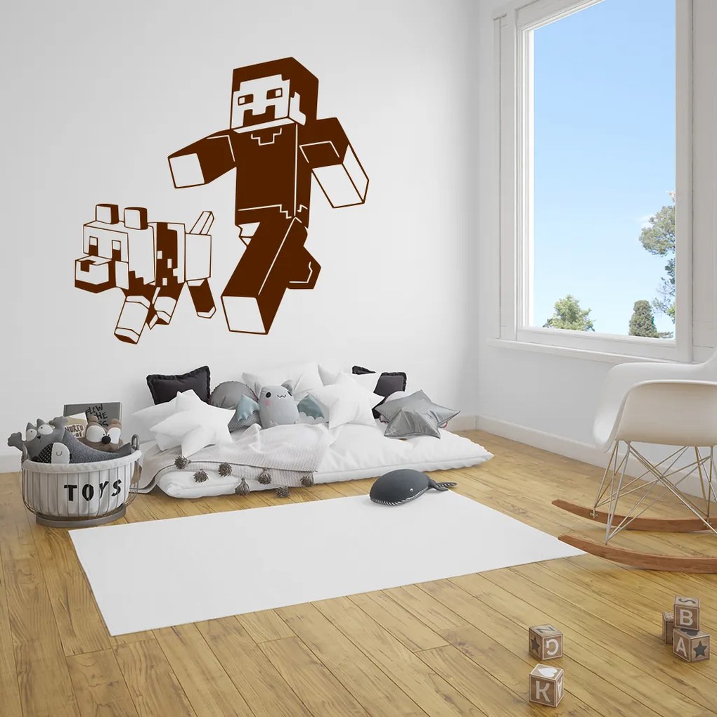 Veselá Stena Samolepka na stenu na stenu Minecraft so psom Farba: černá